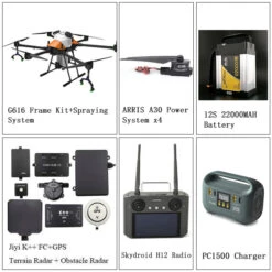 ARRIS G616 6 AXIS 16L UAV Agricultural Spraying Drone Complete Version JIYI K++ FC SIYI H12 Remote Controller Battery Charger