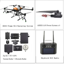 ARRIS G616 6 AXIS 16L UAV Agricultural Spraying Drone JIYI K++ FC SIYI H12 Remote Controller