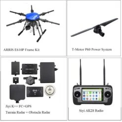 ARRIS E610P 6 Axis 10L Farm Drone Agriculture Spraying Drone With T-MOTOR P60 JIYI K++ SIYI AK28 Radio